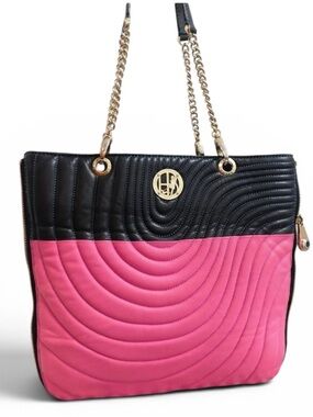 Henri Bendel No.7 Quilted Lambskin Leather Shoulder Bag w/gold-tone Chain-Handle